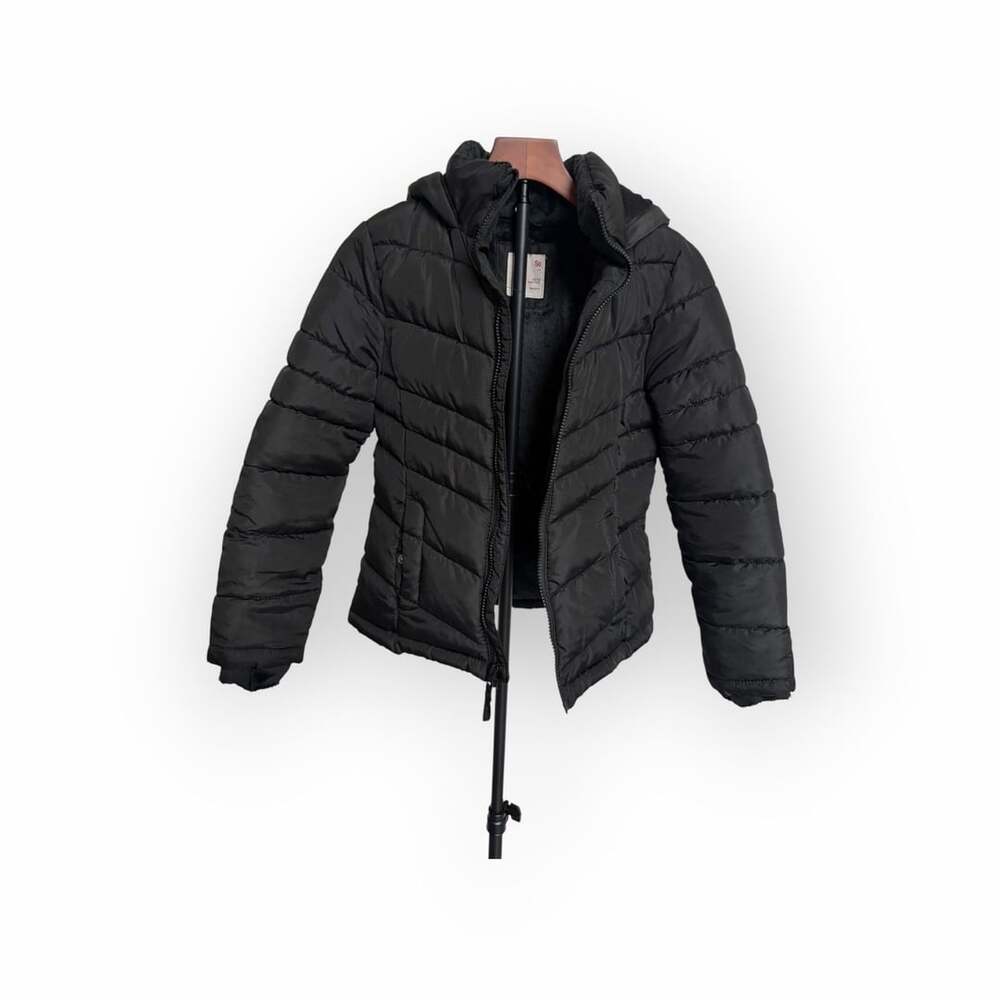 SO Girls Black Hooded Puffer Jacket Size 10-12